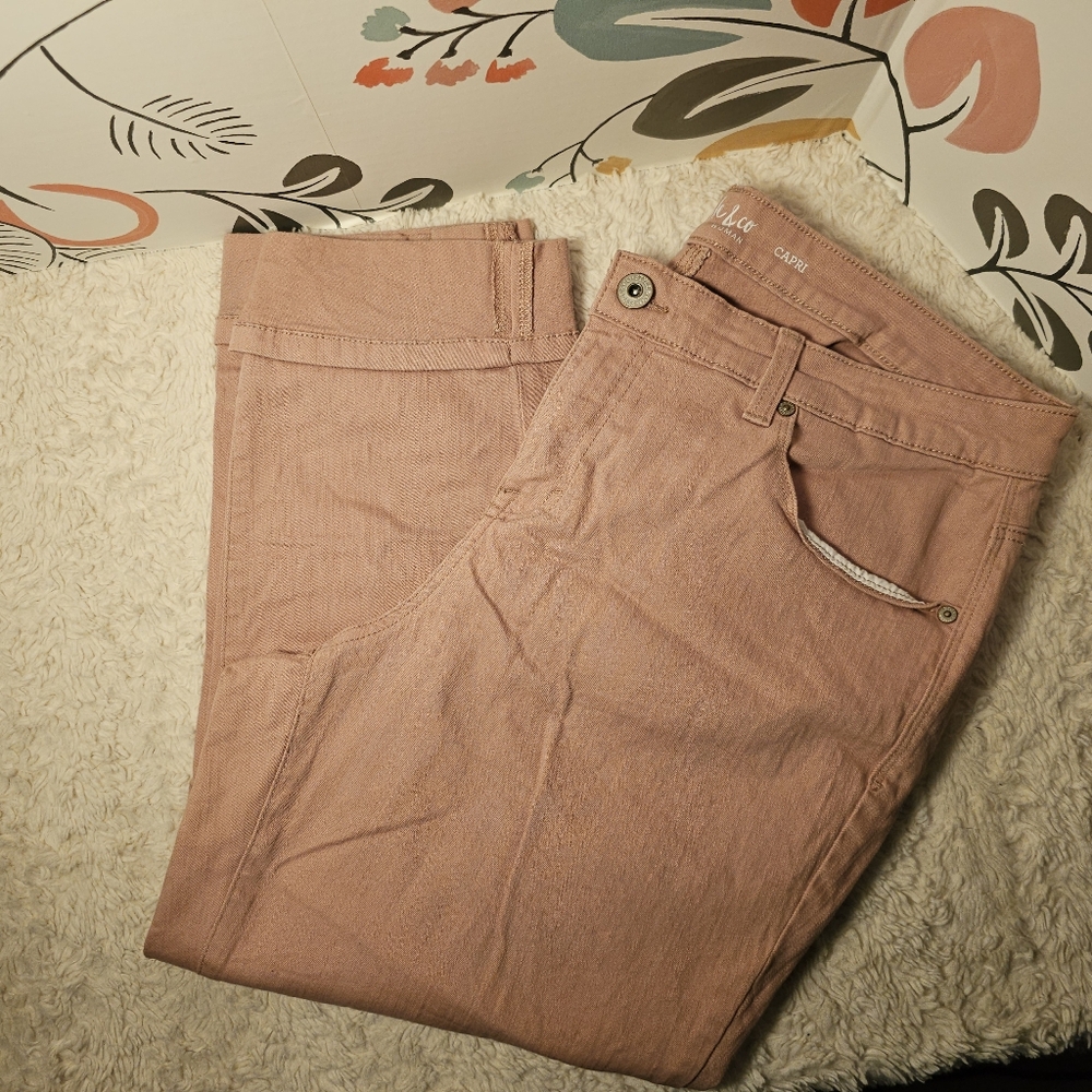EUC STYLE & CO Pink Midrise Capri 14w